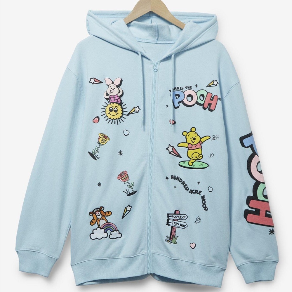 Disney Winnie The Pooh Allover Icons Zippered Hoodie Boxlunch Exclusive